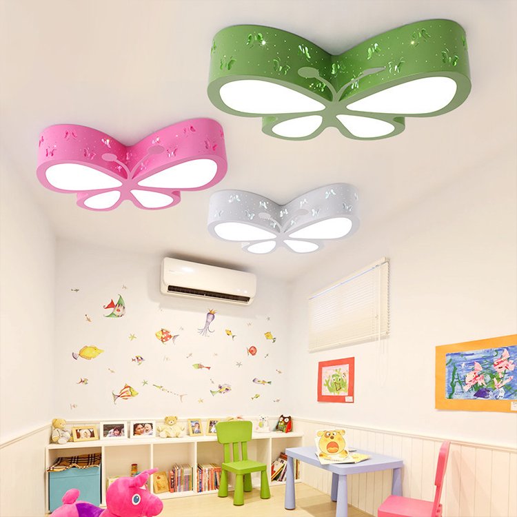 Cartoon butterfly LED Children's Room Ceiling Light Three Color Stepless Dimming Kindergarten Eye protection Ceiling Light