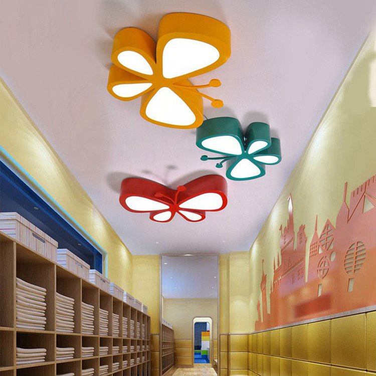 Cartoon butterfly LED Children's Room Ceiling Light Three Color Stepless Dimming Kindergarten Eye protection Ceiling Light