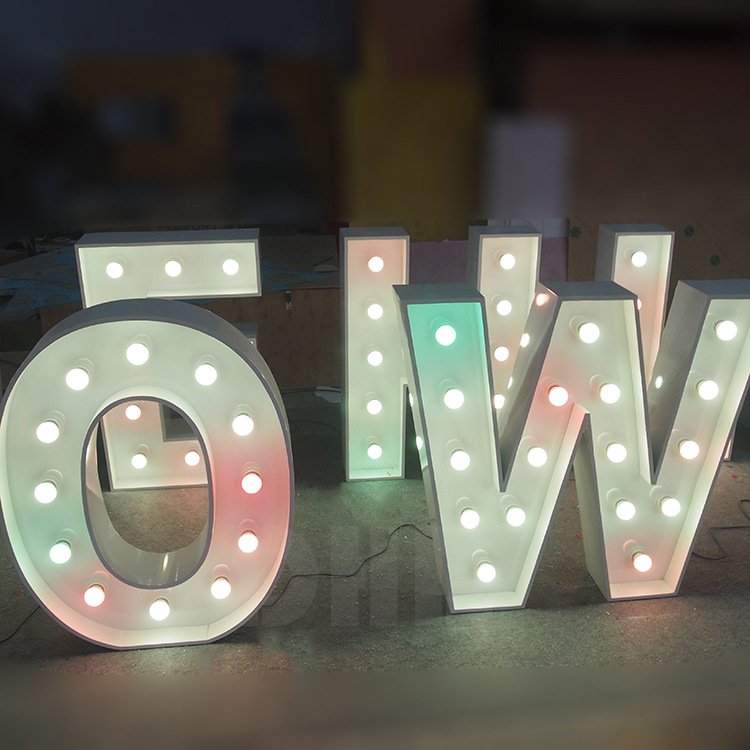 Super Bright Outdoor Waterproof Metal Acrylic Large Light up Bulb Numbers Light up Marquee Letters 4ft Giant Bulb Letters