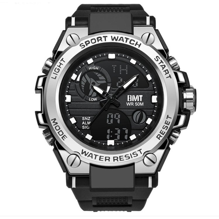 Fashion Men's Watches Sports Analog Digital Alarm Clock Lcd Digital Watches 5ATM Plastic Men Watches