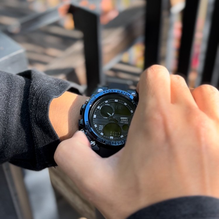 Fashion Men's Watches Sports Analog Digital Alarm Clock Lcd Digital Watches 5ATM Plastic Men Watches