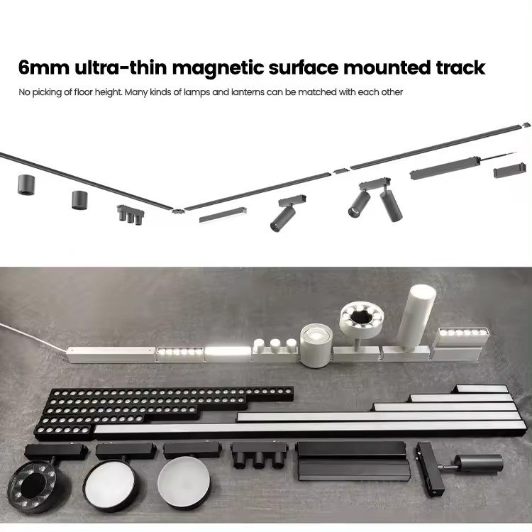 DGLUX Hot Sale Indoor 1M 2M 3M DC48V LED Lighting Linear Track Magnet Extrusion Aluminum LED Ultra Slim Magnetic Track Rail