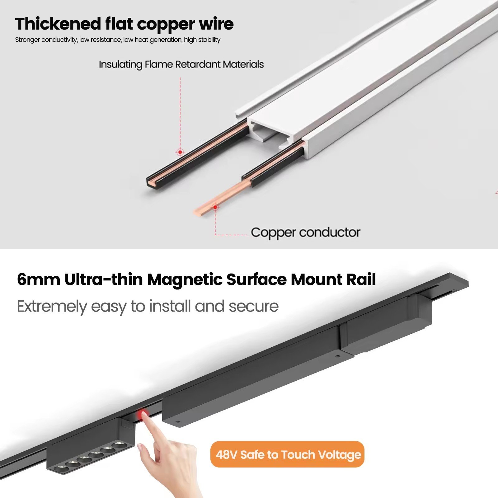 DGLUX Hot Sale Indoor 1M 2M 3M DC48V LED Lighting Linear Track Magnet Extrusion Aluminum LED Ultra Slim Magnetic Track Rail