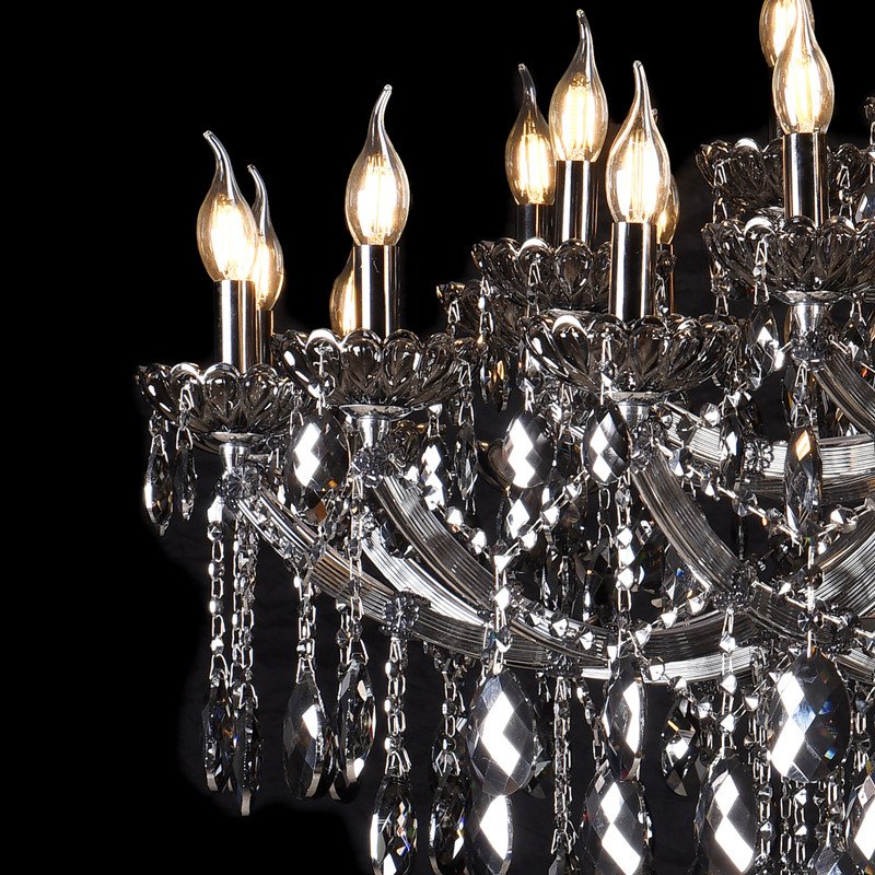 Hotel Vintage Wedding Smoke Grey Round Candle K9 Crystal Luxury Hanging Lighting Chandeliers
