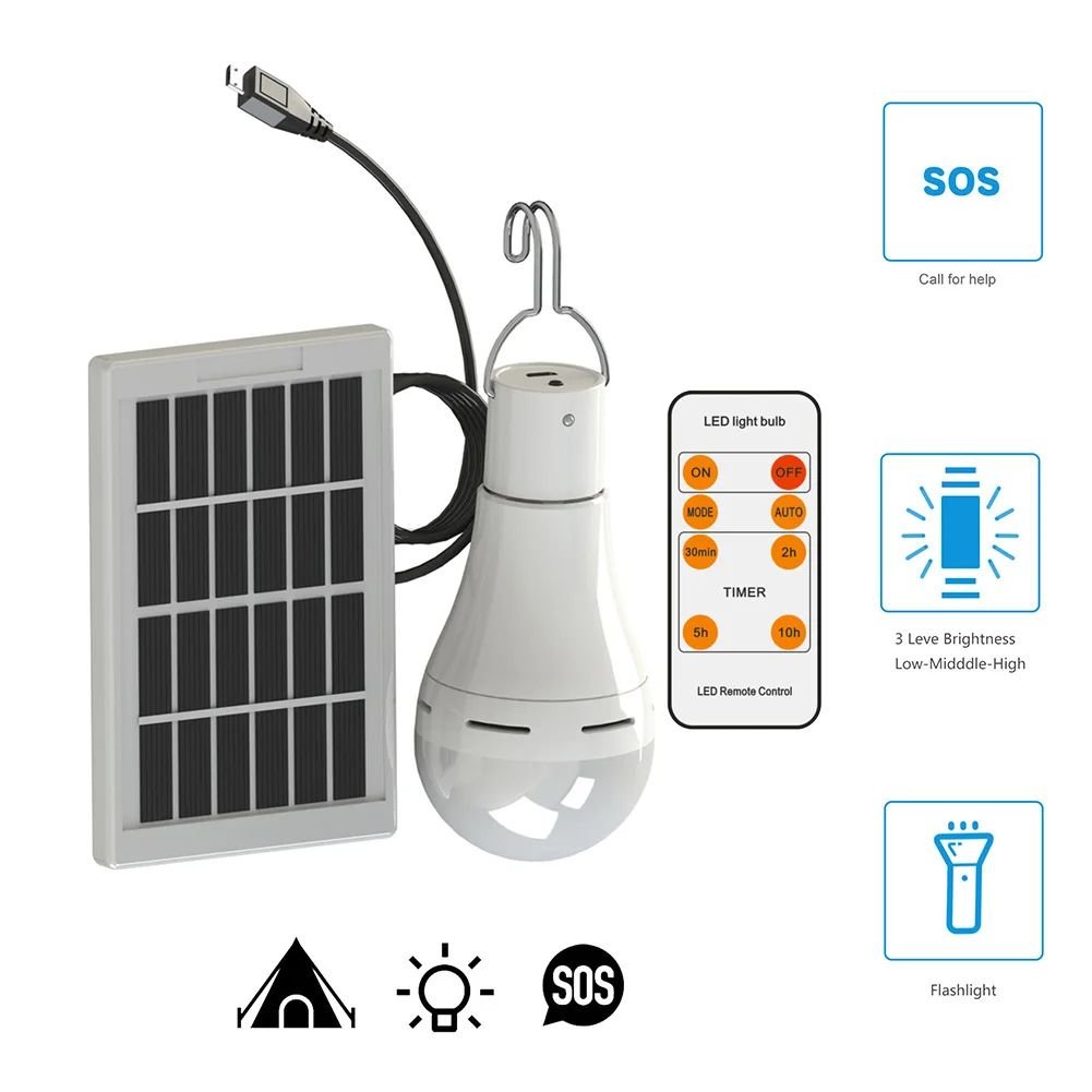 7w 9w Portable LED Solar Lamp Charged Energy Light Panel Powered Emergency Bulb Outdoor Garden Camping Tent Solar Garden Light