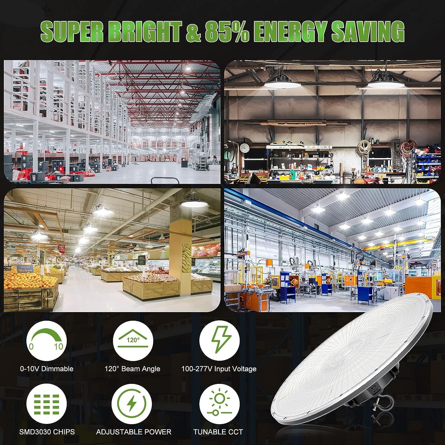 Industrial UFO LED High Bay Light Warehouse Shop Light Pendant Fixture with Aluminum Body 100W to 400W Range IP65
