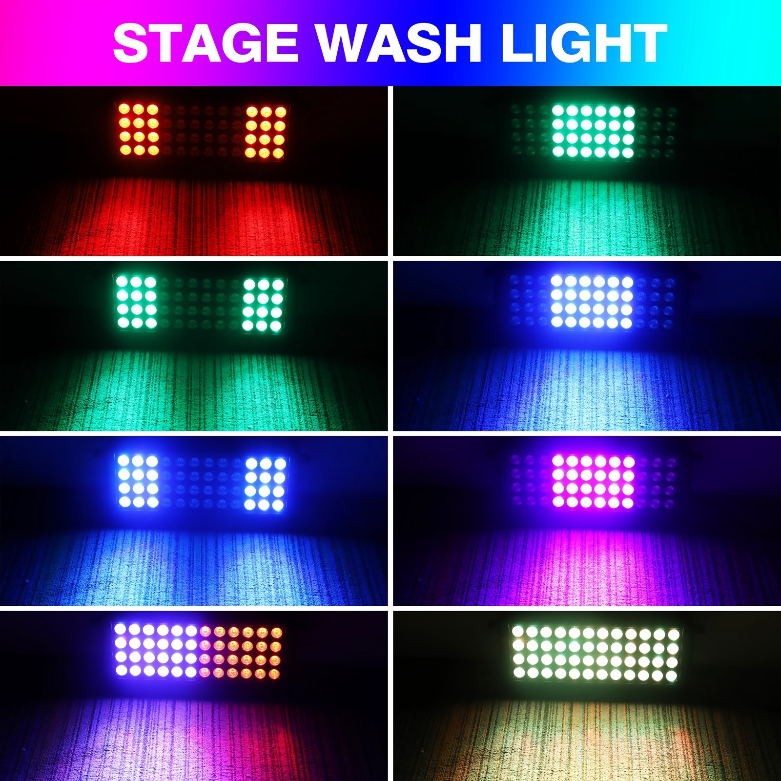 48PCS RGB Three-in-one LEDs Color Mixing Rainbow Effect Exterior Wall WASH Light