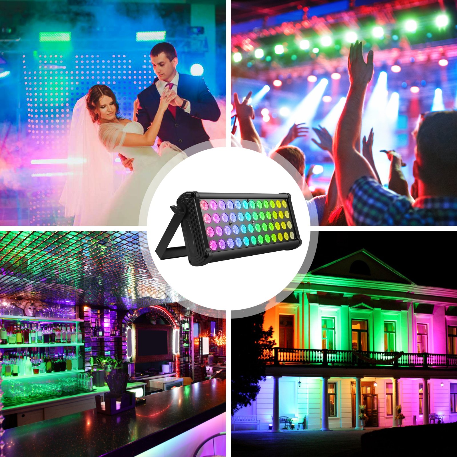 48PCS RGB Three-in-one LEDs Color Mixing Rainbow Effect Exterior Wall WASH Light