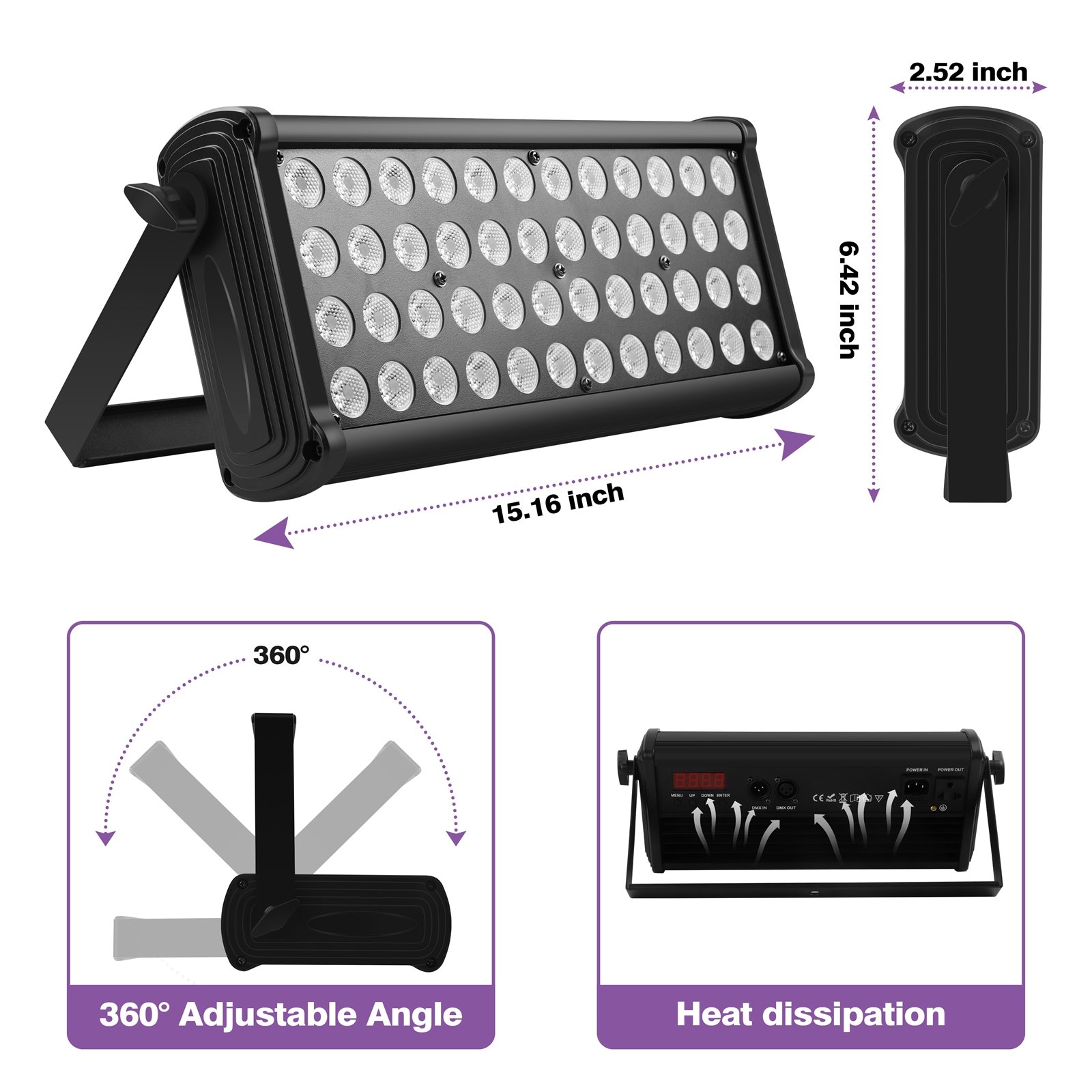 48PCS RGB Three-in-one LEDs Color Mixing Rainbow Effect Exterior Wall WASH Light