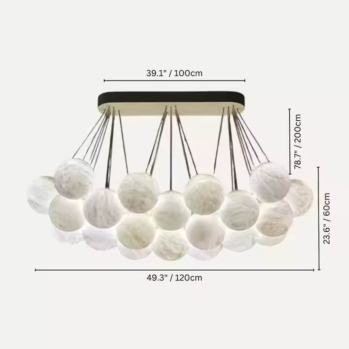 White Natural Alabaster Ball Drop Led Long Marriage Hallway Chandelier Ceiling Light Fixtures Spain White Mable Pendant Light