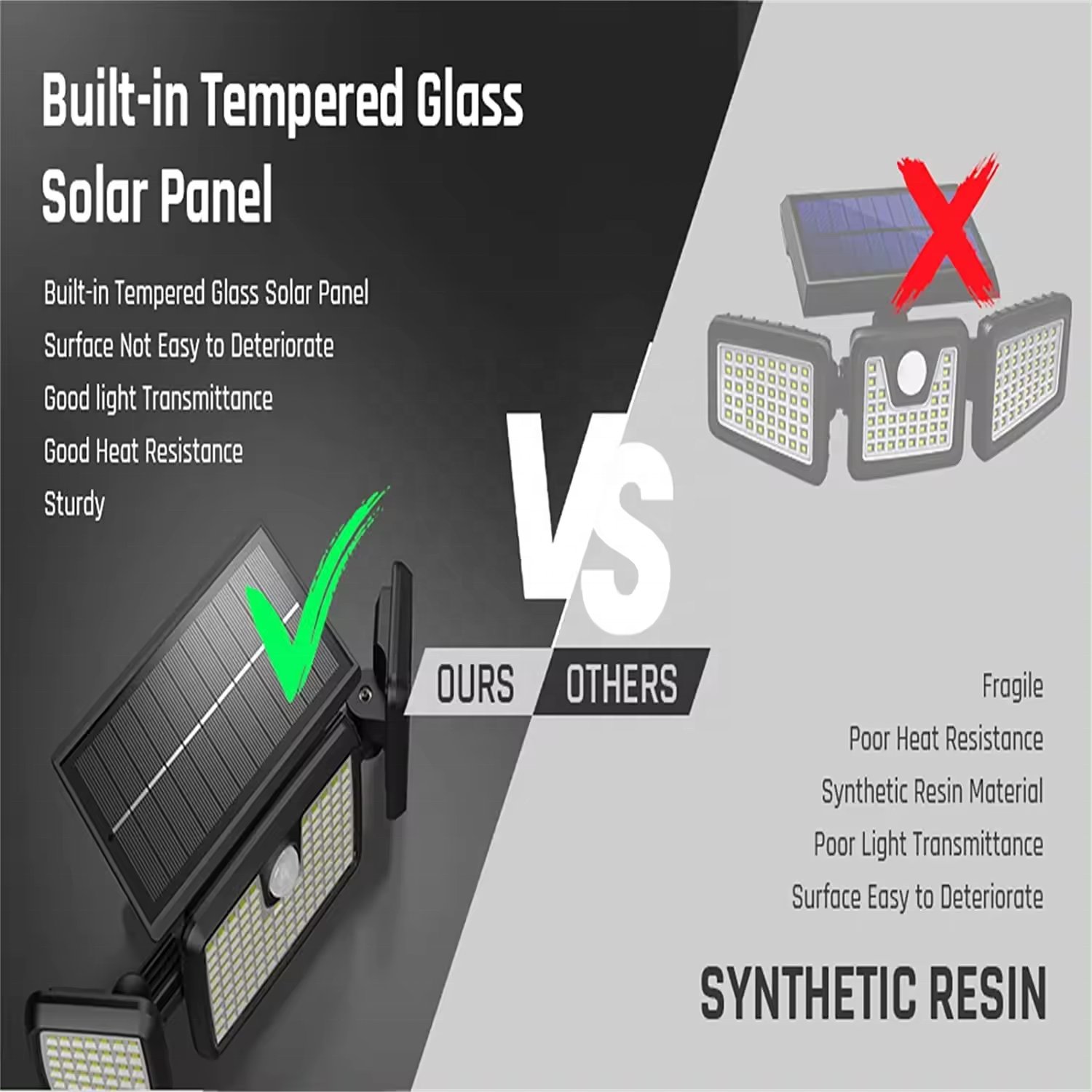 Solar Lights Outdoor 3 Head Solar Motion Lights Outdoor 305 LEDs High Brightness Solar Motion Lights Outdoor for Yard Garden