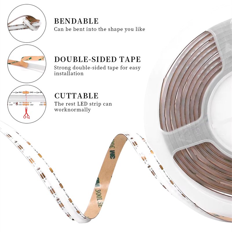 Dream Color WS2811 WS2812B Flexible RGB LED Strip 5m Smart Strip Lights IP65 Addressable Cob LED Strip for Decorations