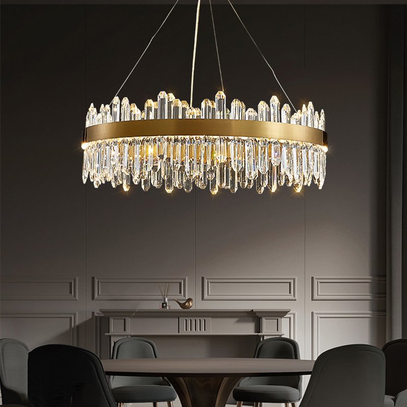 Post-modern Light Luxury Living Room Glass Pendant Light Creative Round Led Crystal Chandeliers for Villa Restaurant Redroom
