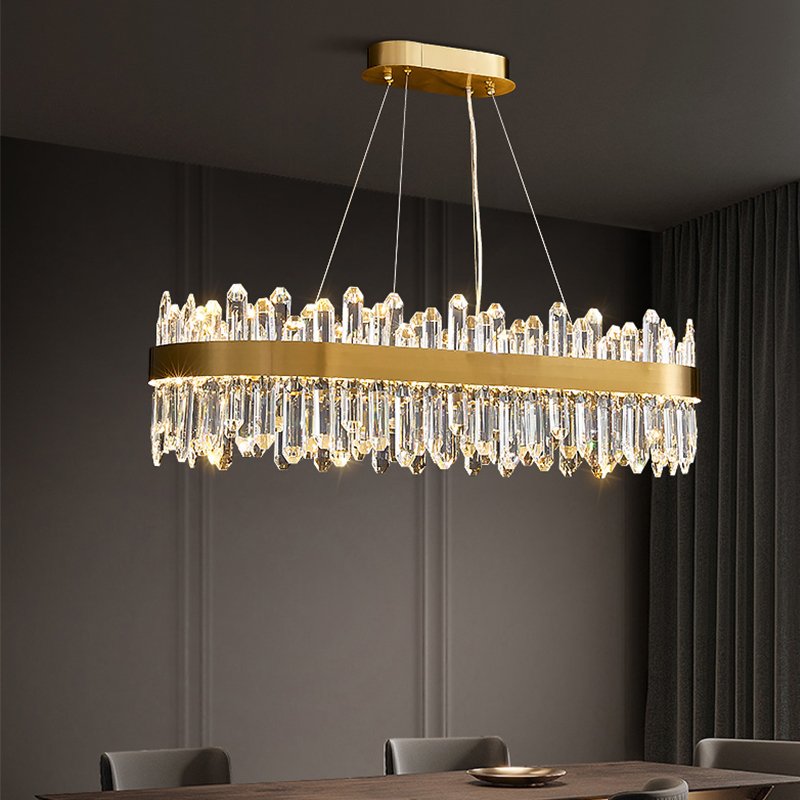 Post-modern Light Luxury Living Room Glass Pendant Light Creative Round Led Crystal Chandeliers for Villa Restaurant Redroom