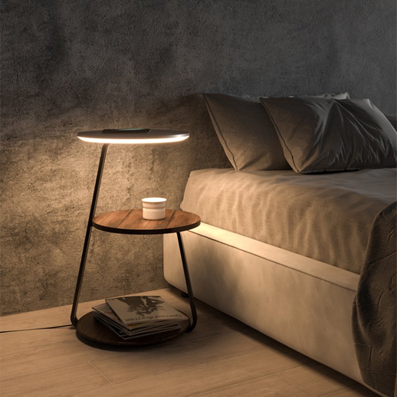 Modern Wood Metal Marble Wireless Charging Bedroom Led Night Light Living Room Shelf Coffee Table Bedside Floor Lamp