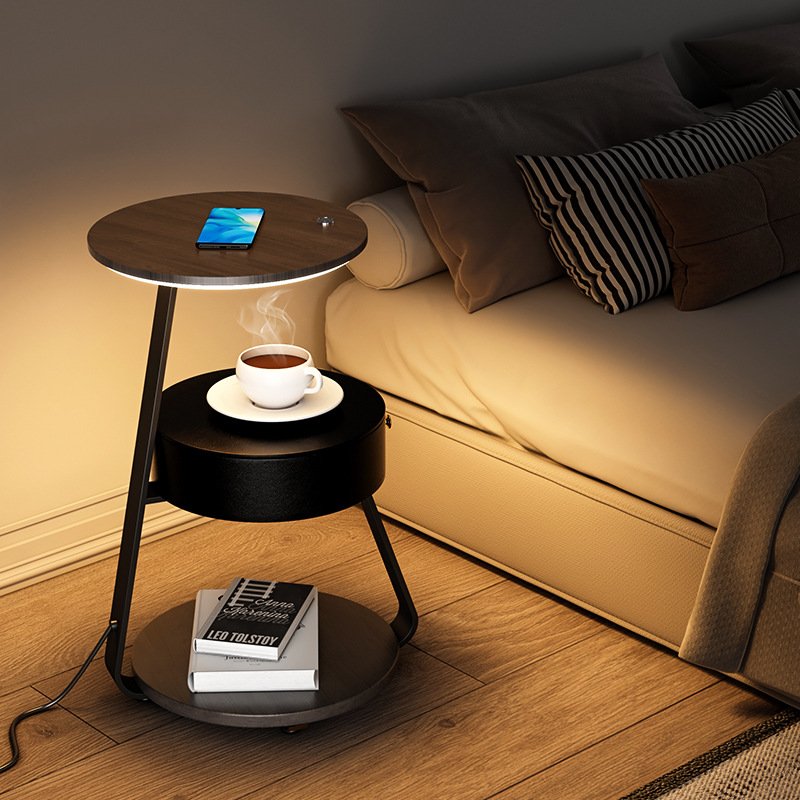 Modern Wood Metal Marble Wireless Charging Bedroom Led Night Light Living Room Shelf Coffee Table Bedside Floor Lamp