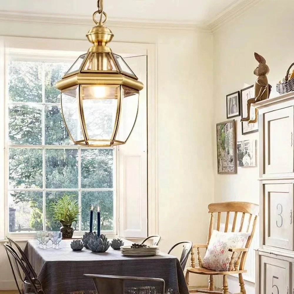 Modern Minimalist Brass Pendant Light Outdoor Indoor Solar Balcony Corridor Pavilion Chandeliers & Pendant Lights