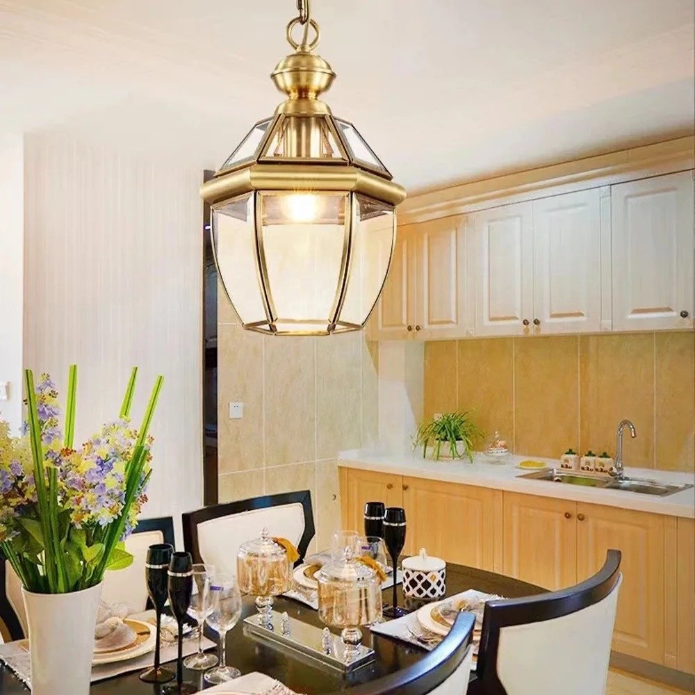 Modern Minimalist Brass Pendant Light Outdoor Indoor Solar Balcony Corridor Pavilion Chandeliers & Pendant Lights