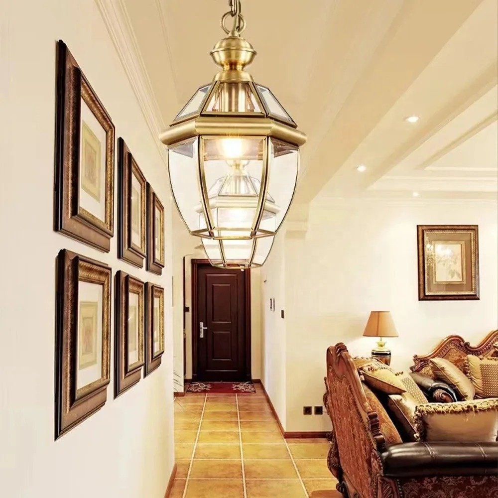 Modern Minimalist Brass Pendant Light Outdoor Indoor Solar Balcony Corridor Pavilion Chandeliers & Pendant Lights