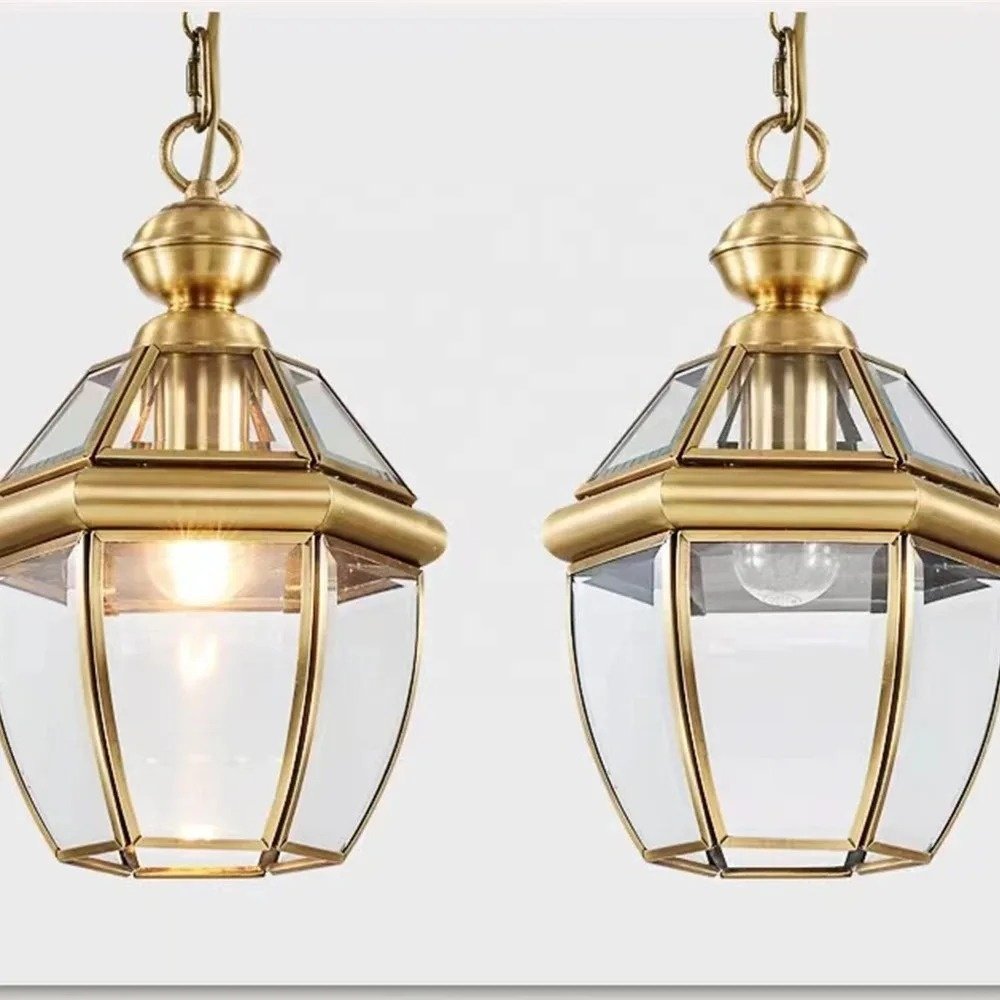 Modern Minimalist Brass Pendant Light Outdoor Indoor Solar Balcony Corridor Pavilion Chandeliers & Pendant Lights