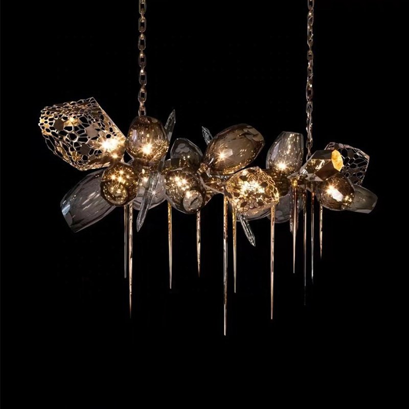 New Large European Decor Luxury Glass Crystal Chandelier Lights for Hotel Lobby Staircase Gold Modern Chandelier