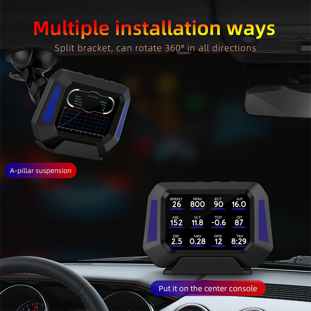P21 Car Board Computer HUD Head Display GPS Speedometer OBD2 Diagnostic Tools Digital Clock Instrument Cluster Meter Auto Parts