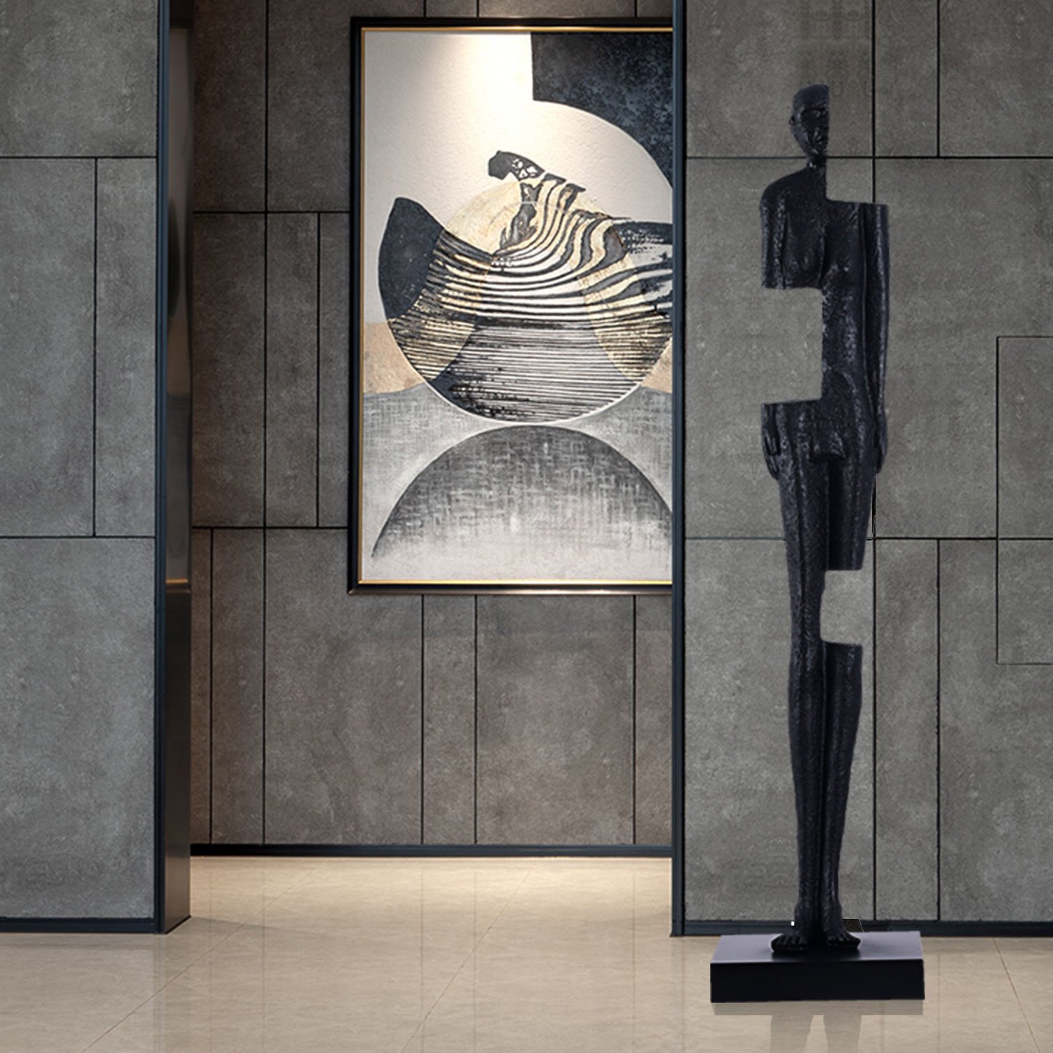 ECOJAS Resin Floor Lamp Character Model Room TV Cabinet Study Living Room Restaurant Desktop Entrance Ornament