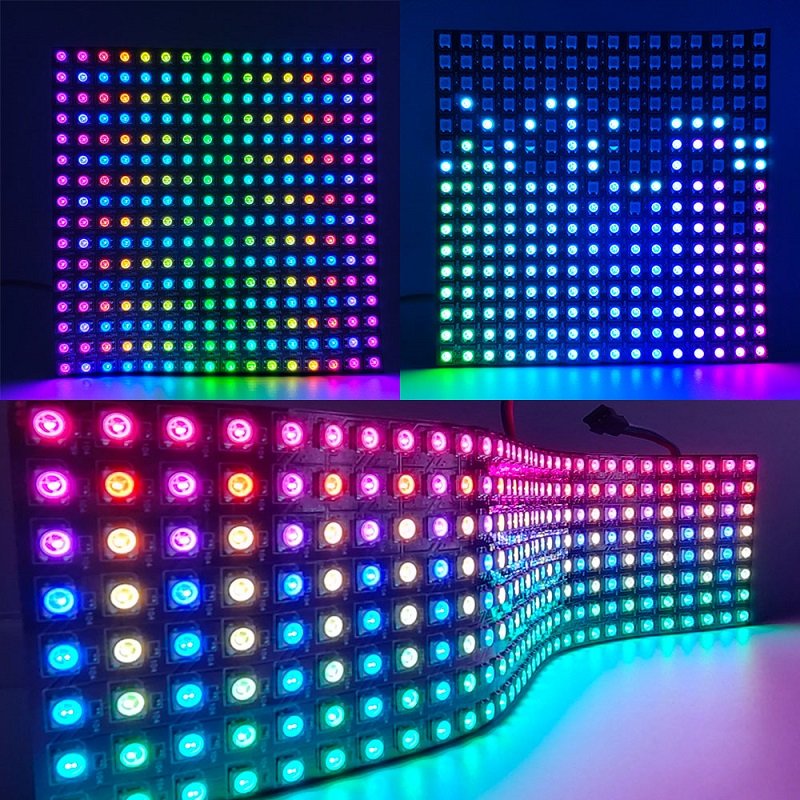 DIY Image Video Text Display Flexible RGB Screen Addressable 64 256 Pixel Panel WS2812 SK6812 WS2812b 8x8 8x32 16x16 Led Matrix
