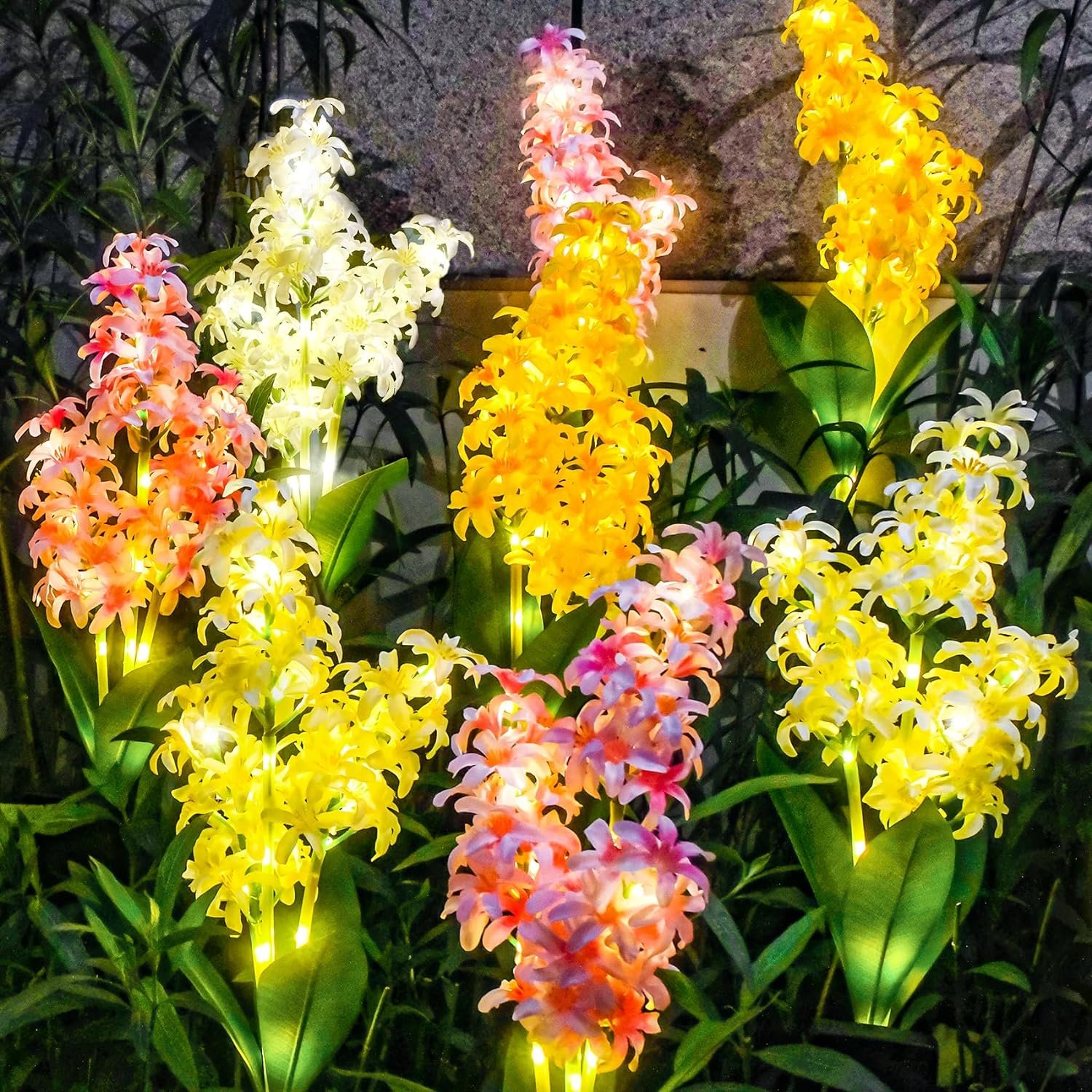 2024 Solar Hyacinth Flower Lights Garden Decorative Waterproof Colorful LED Powered Landscape for Patio for Gift Outdoor Plastic