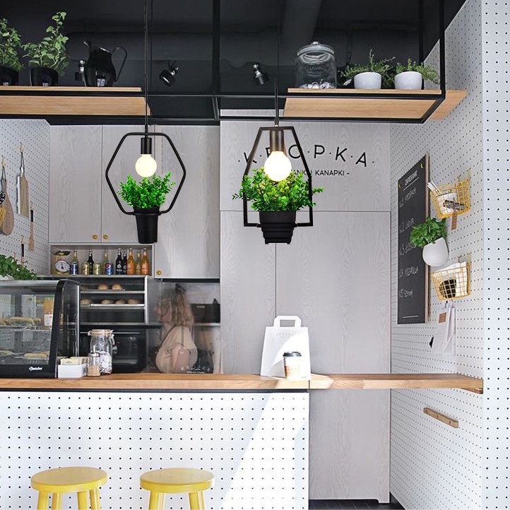 Nordic Plant Chandelier Retro Industrial Style Creative Personality Clothing Store Restaurant Cafe Lamp Iron Flower Pot Lamp