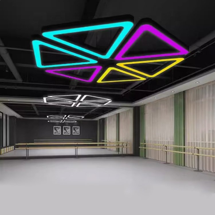 Customized Design Gym Ceiling Light Linear Pendant Hanging Chandelier Linear Lights Led Gym Lighting