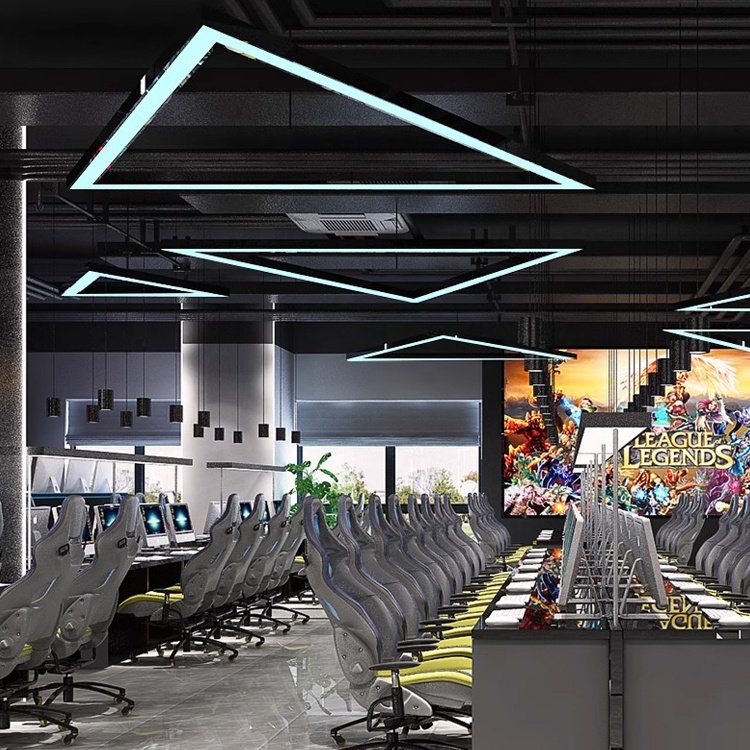 Customized Design Gym Ceiling Light Linear Pendant Hanging Chandelier Linear Lights Led Gym Lighting