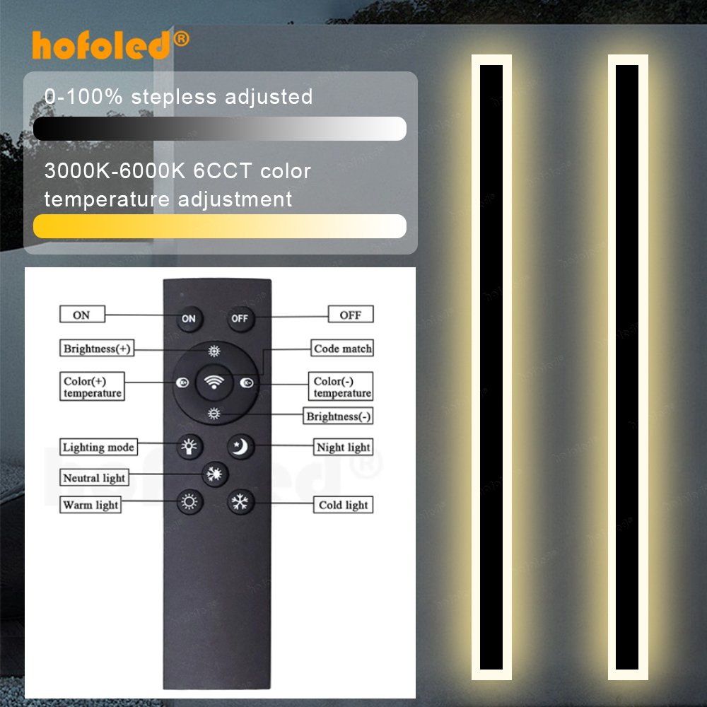Hofoled 6CCT/5CCT Minimalist Sconce Linear Wall Light Modern 110v 220v Outdoor Exterior Linear Strip Wall Lamp