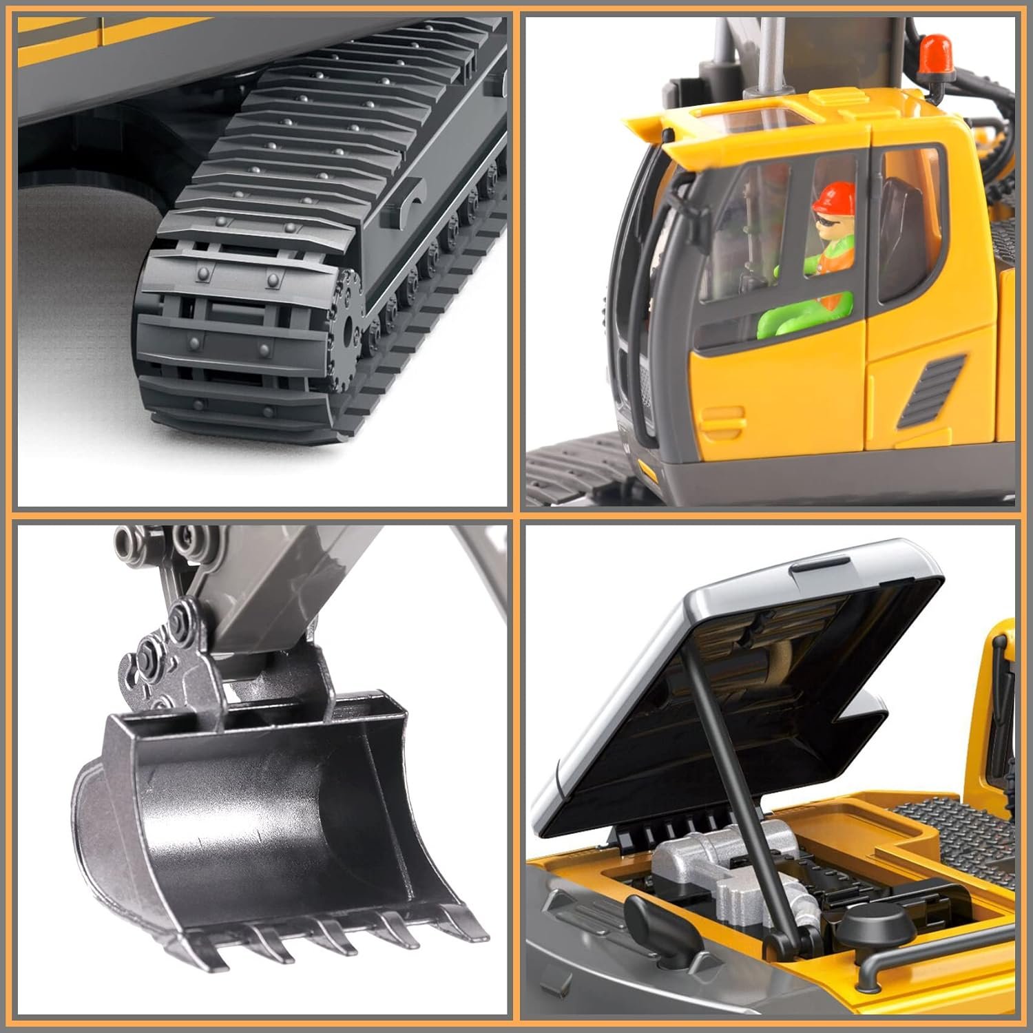 Remote Control Excavator Toy Toys With Metal Shovel RC Construction Truck Engineering Vehicles With Light Music RC Excavator
