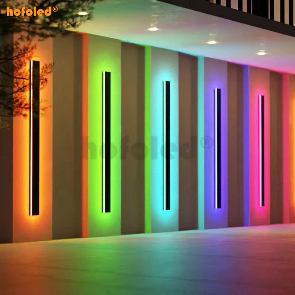 Modern Outdoor Lights Exterior Linear Multicolor Atmosphere RGB Strip Wall Lamp