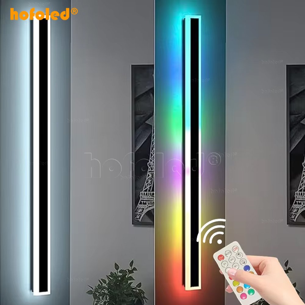 Modern Outdoor Lights Exterior Linear Multicolor Atmosphere RGB Strip Wall Lamp