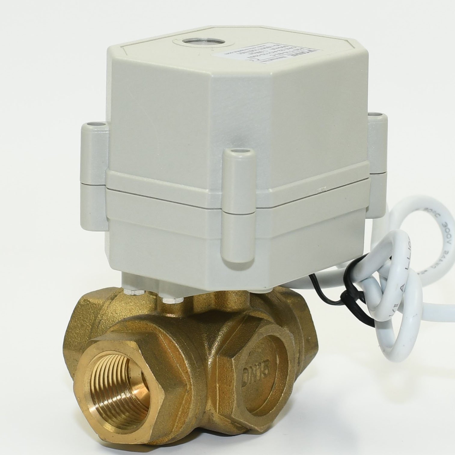 3 Way L Port 1/2" BSP DN15mm CR04 CR202 Auto Return 9-24V AC/DC Motorized Brass Ball Valve Flow control device