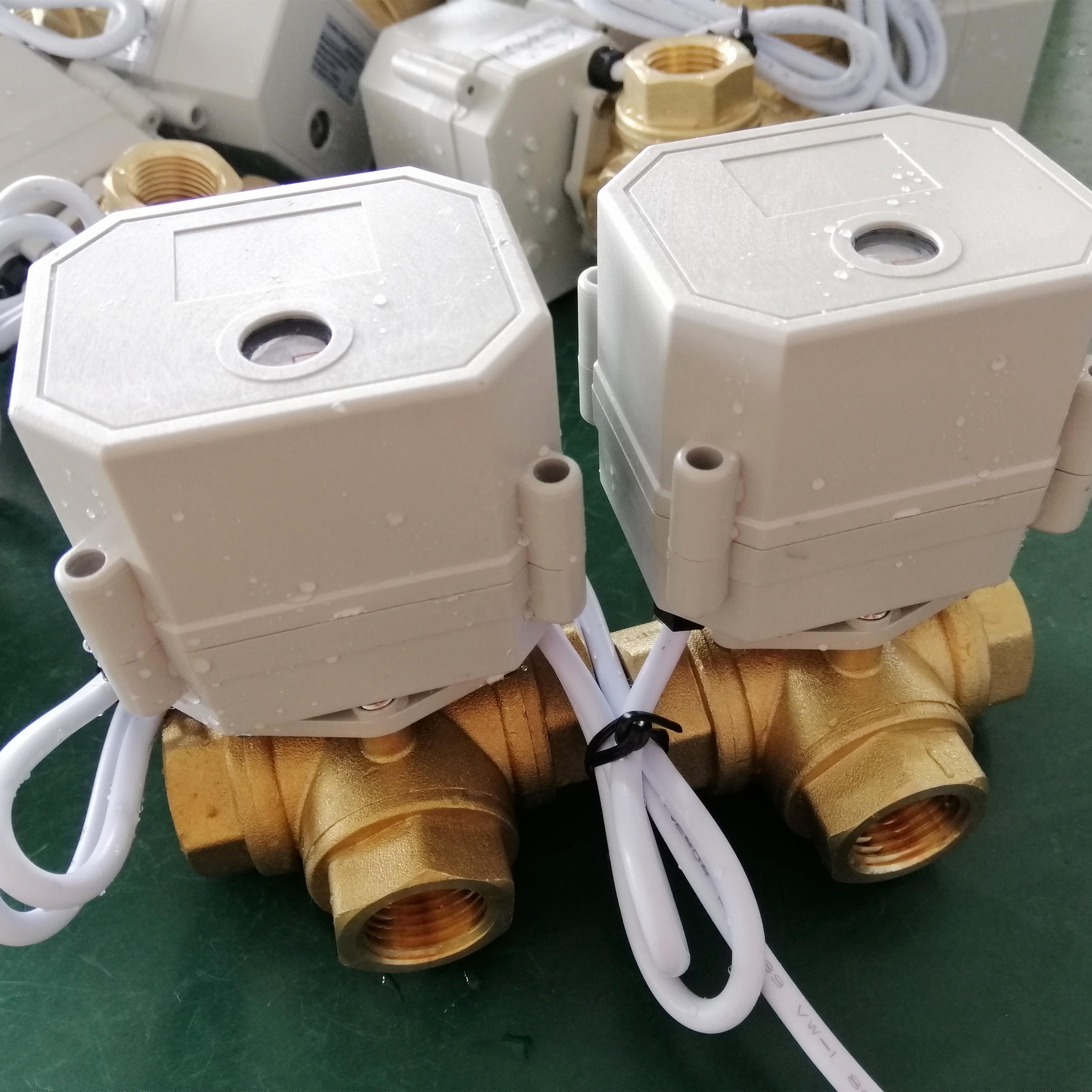 3 Way L Port 1/2" BSP DN15mm CR04 CR202 Auto Return 9-24V AC/DC Motorized Brass Ball Valve Flow control device