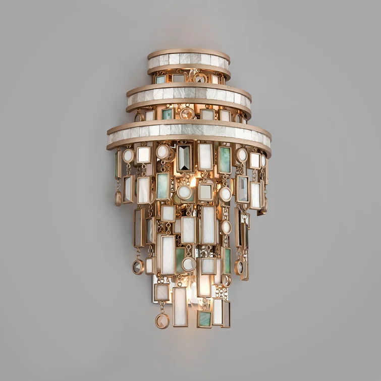 European Retro Shell Creative Agate Acrylic Art Lava Pendant Lamp America Style Mosaic Bedside Wall Lamp