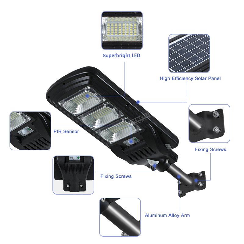 ALLTOP Outdoor Motion Sensor Road Light 50w 100w 150w 200w 250w 300w LED Solar Power Street Light