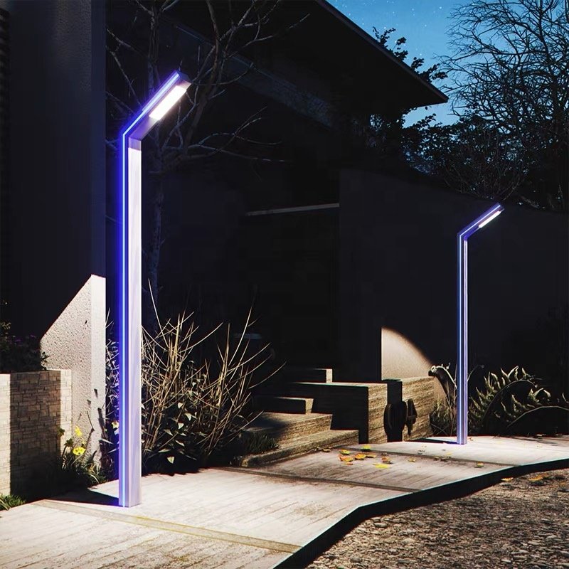Solar-powered LED Garden Light Traditional Lantern Painting Gray Pole Bollard Lamp with COB 30w-60w 90w IP67 Rating Landscaping