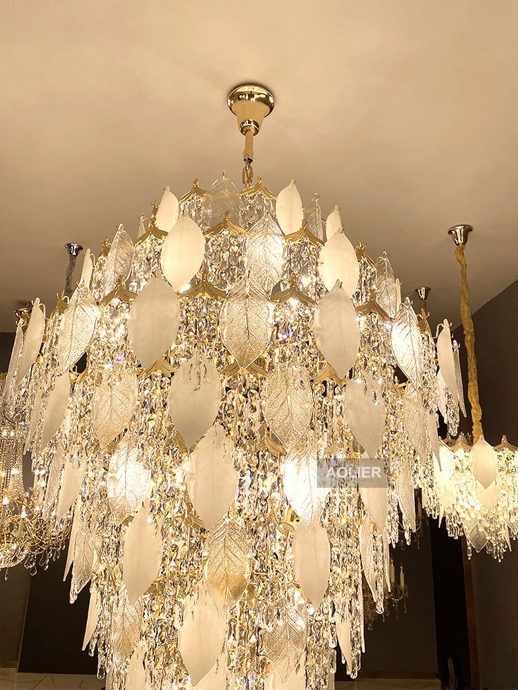 Classic Maria Theresa Crystal Chandelier Villa Living Room Creative Spiral Staircase Giant Crystal Chandelier