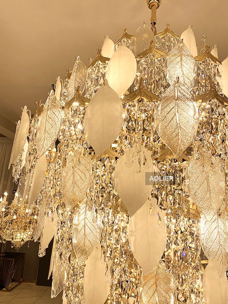 Classic Maria Theresa Crystal Chandelier Villa Living Room Creative Spiral Staircase Giant Crystal Chandelier