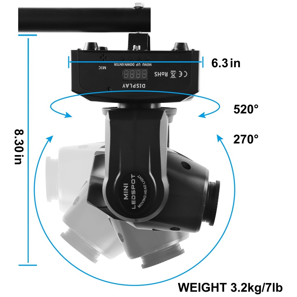 U`King 50W LED Beam Pattern Moving Head Stage Effect Light Stage Lights Equipment Dj Disco Party