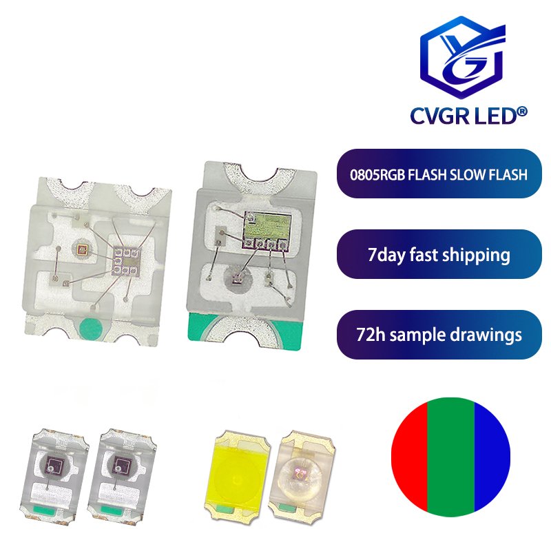 0807 Slow-flashing RGB Seven-color Full-color with Built-in IC 0805 Three-color Red, Blue and Green Quick-flashing Lamp Beads