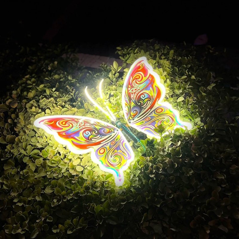 IP65 Waterproof Solar Lamp Butterfly Light 3D Dynamic Wings Mariposas Light for Outdoor Garden, Villas, and Celebrations