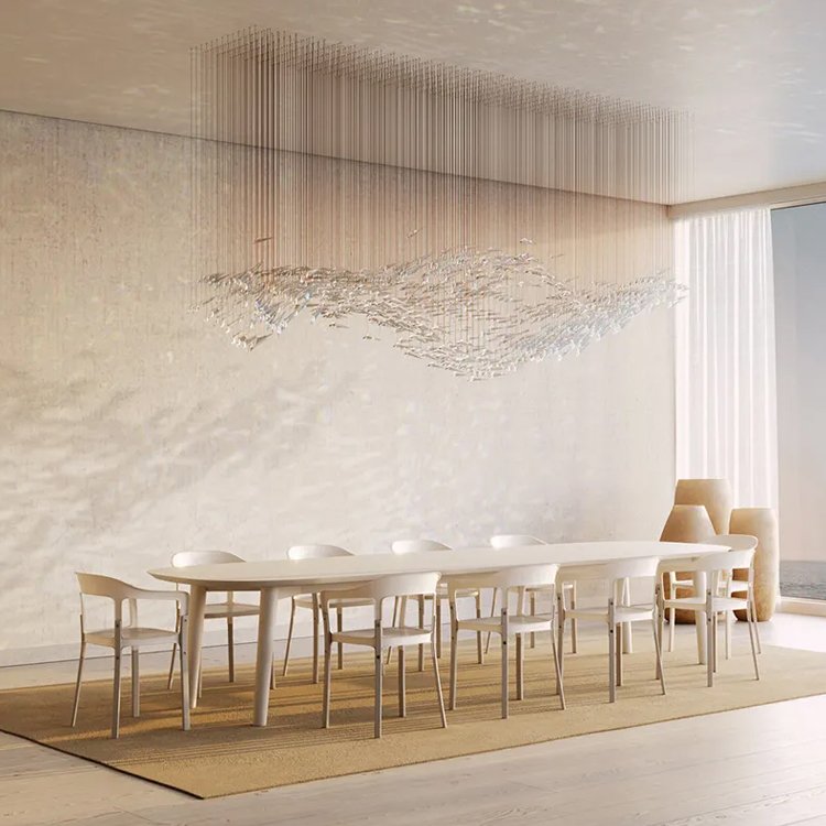 Custom Hotel Lobby Villa Indoor Lighting Decorative Luxury Restaurant Modern Crystal Chandelier Steel Ceiling Hanging Lamp