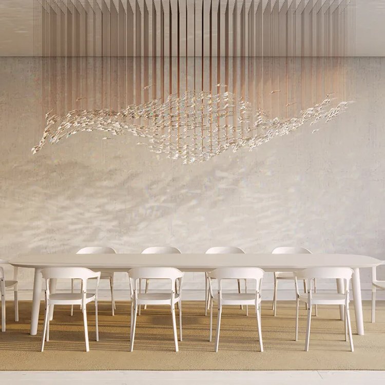 Custom Hotel Lobby Villa Indoor Lighting Decorative Luxury Restaurant Modern Crystal Chandelier Steel Ceiling Hanging Lamp