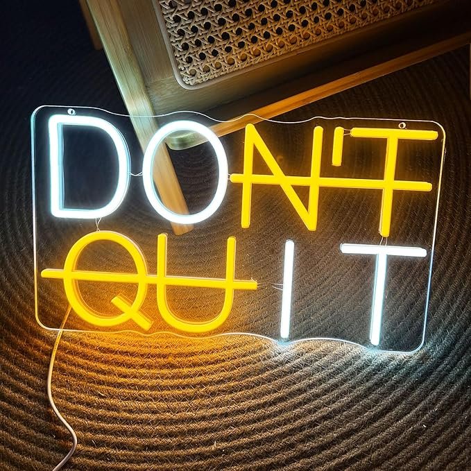 DON'T QUIT Neon Signs for Wall Decor Words Led Lights for Bedroom Office Gym Party Gamer Room Decorations