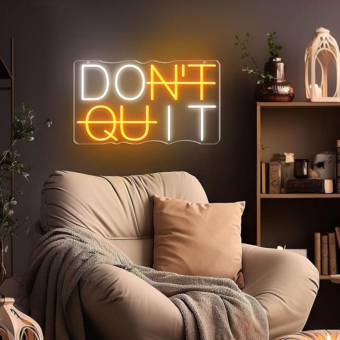 DON'T QUIT Neon Signs for Wall Decor Words Led Lights for Bedroom Office Gym Party Gamer Room Decorations